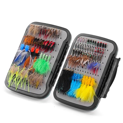 Ansnbo 100pcs fly-flies kit showcasing a versatile lure collection for trout and bass fishing.
