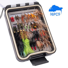 Hand-tied trout and bass fly patterns included in the kit