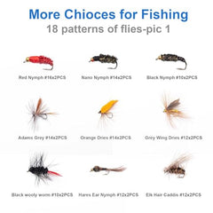 Assorted dry flies, wet flies, nymphs and streamers for versatile fishing