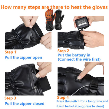 ANSOZLEE heated gloves illustrating two 5000mAh batteries for long warmth