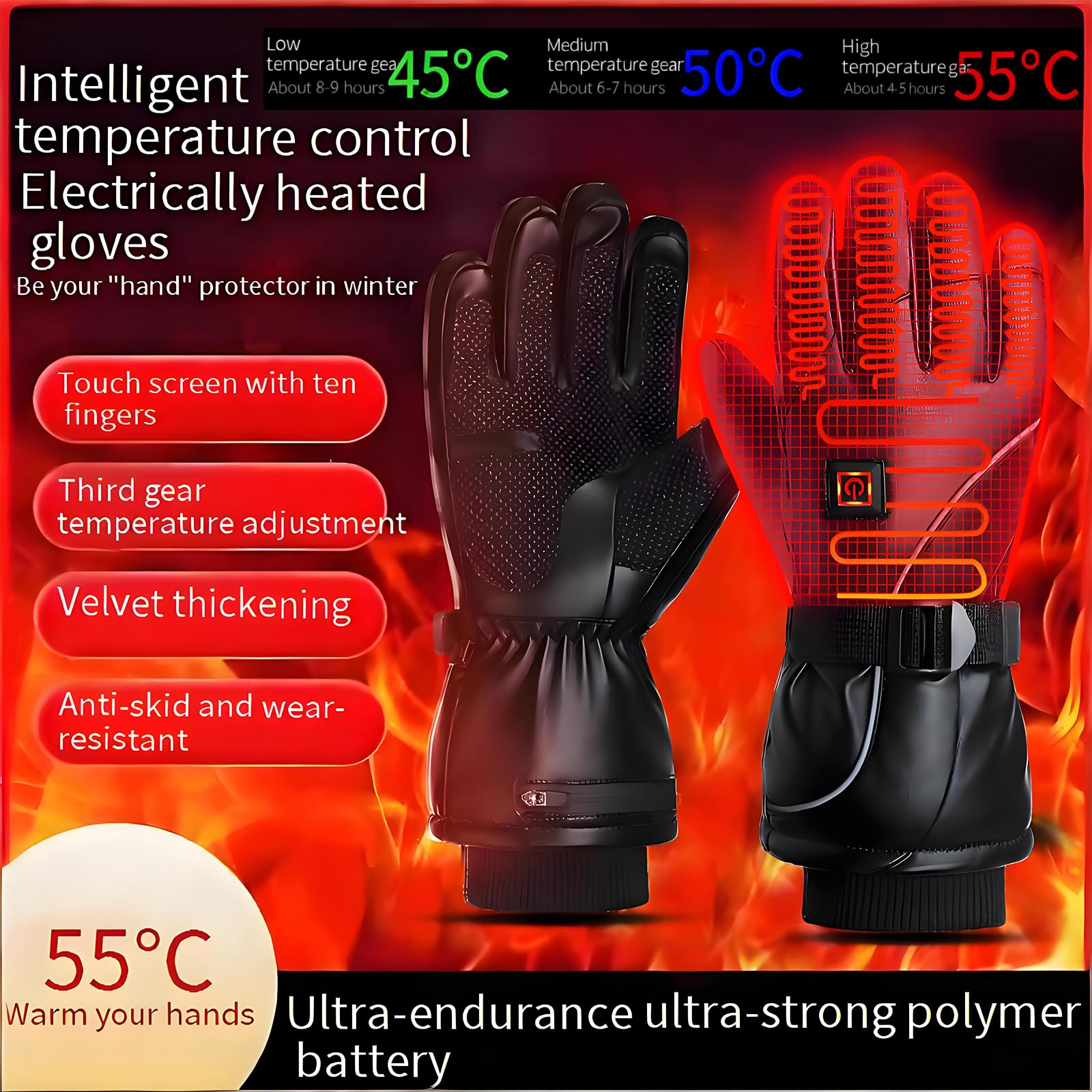 ANSOZLEE heated gloves at a campsite with fleece lining for comfort