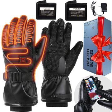 ANSOZLEE heated gloves on a snowy slope for all-day warmth during skiing