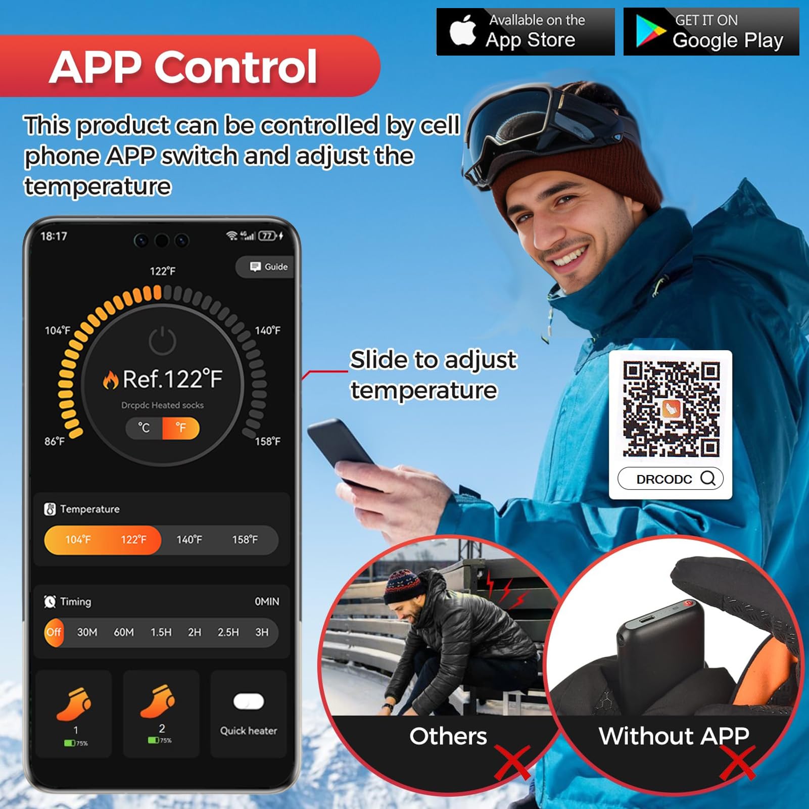 ANSOZLEE heated socks ergonomic curved design adapts to leg shape for comfort.