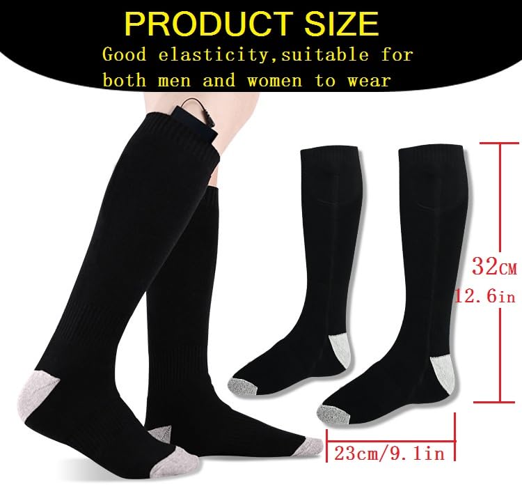 ANSOZLEE heated socks washable care showing machine or hand wash without batteries