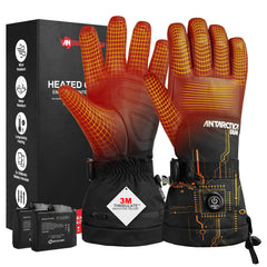 Antarctica Gear Pro heated gloves on snow delivering all-day warmth.