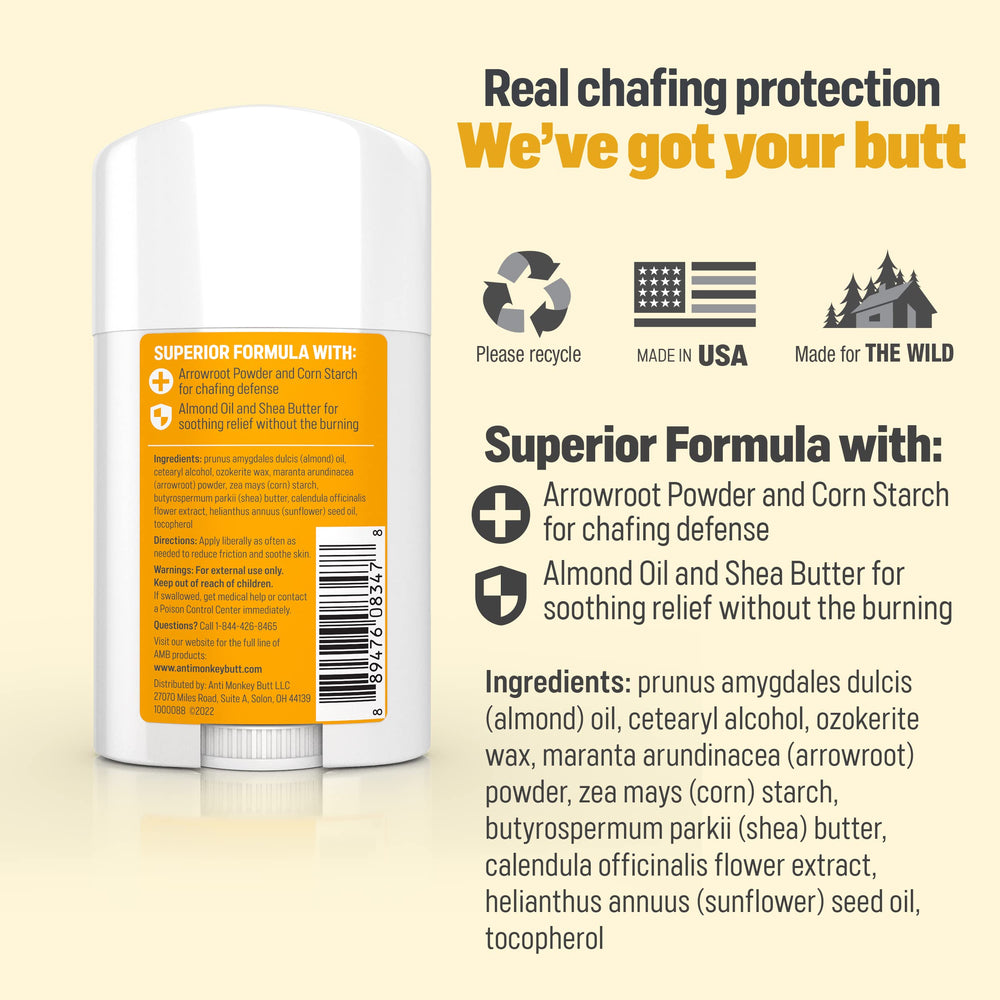 Anti Monkey Butt Anti-Chafing Stick fast-absorbing formula leaves no residue.