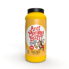 Anti Monkey Butt calamine powder bottle for sweat and friction protection during active days
