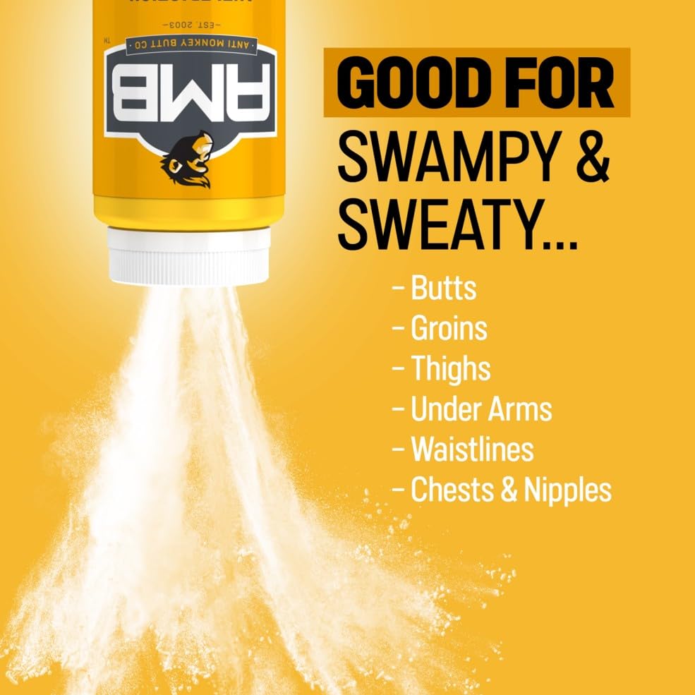 Anti Monkey Butt calamine powder being dispensed for skin comfort during activity