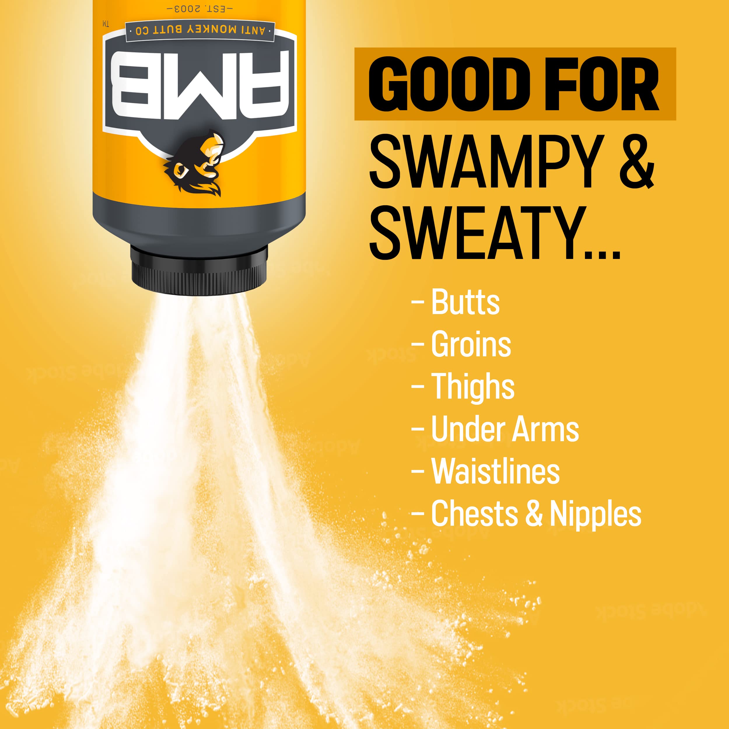 Anti Monkey Butt kaolin-barrier image emphasizes advanced chafing protection.