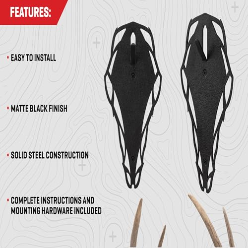 Antler trophy on silhouette skull peg display