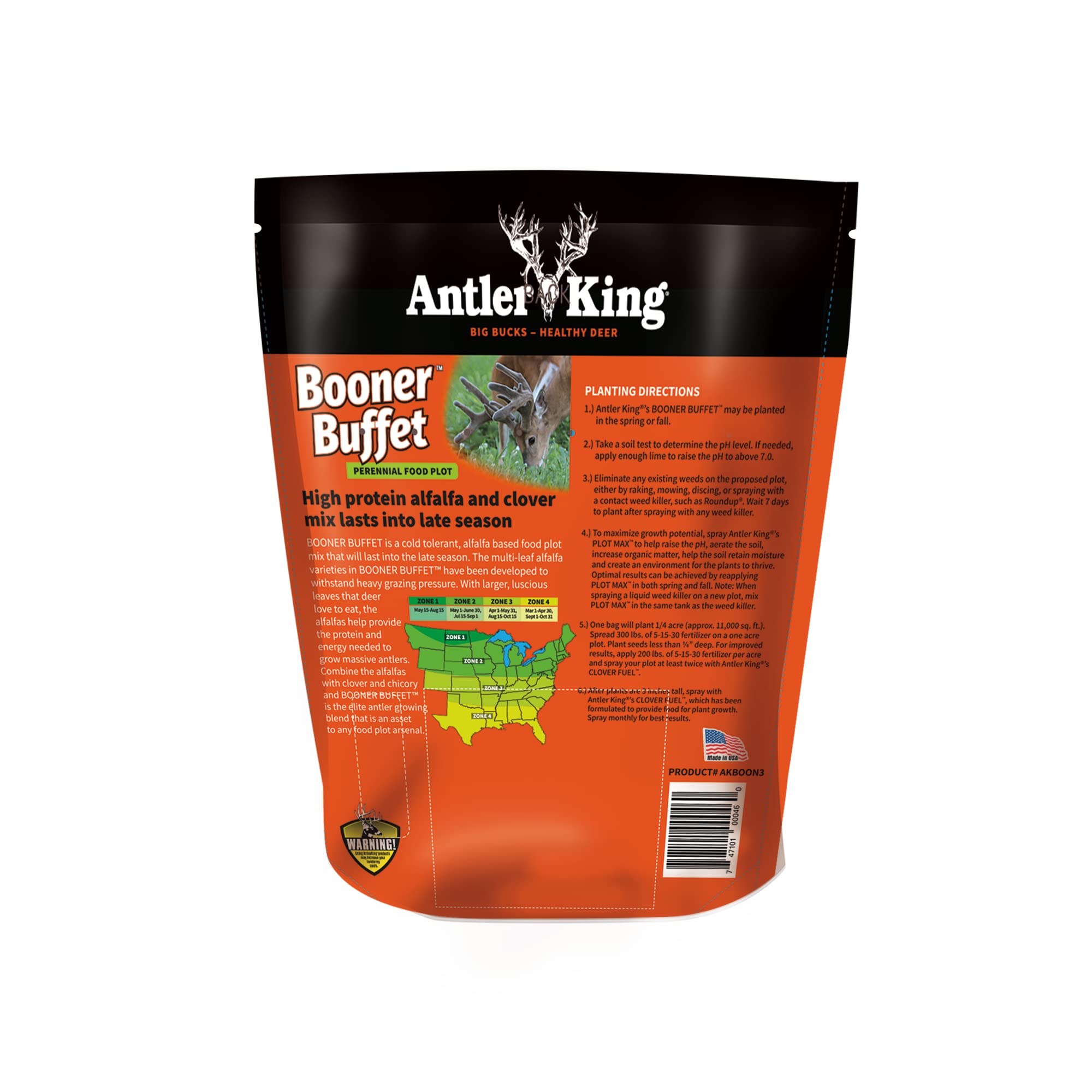 Antler King Booner Buffet seed blend close-up with large alfalfa leaves for nutrition