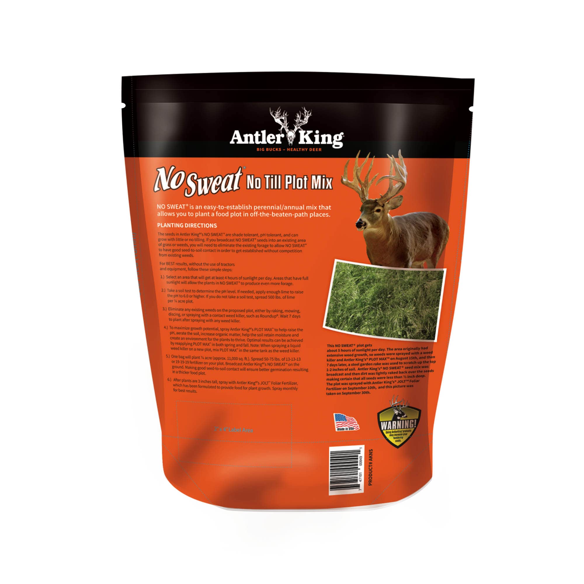 Antler King No Sweat No Till Plot Mix rye focus, reliable germination in tough soils
