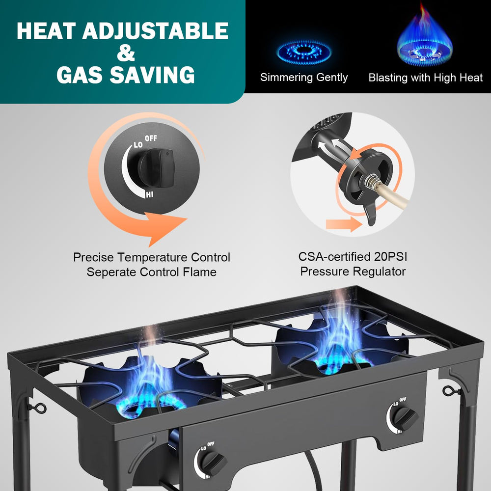 ANTSKU four-foot hose with regulator supports safe propane connection.