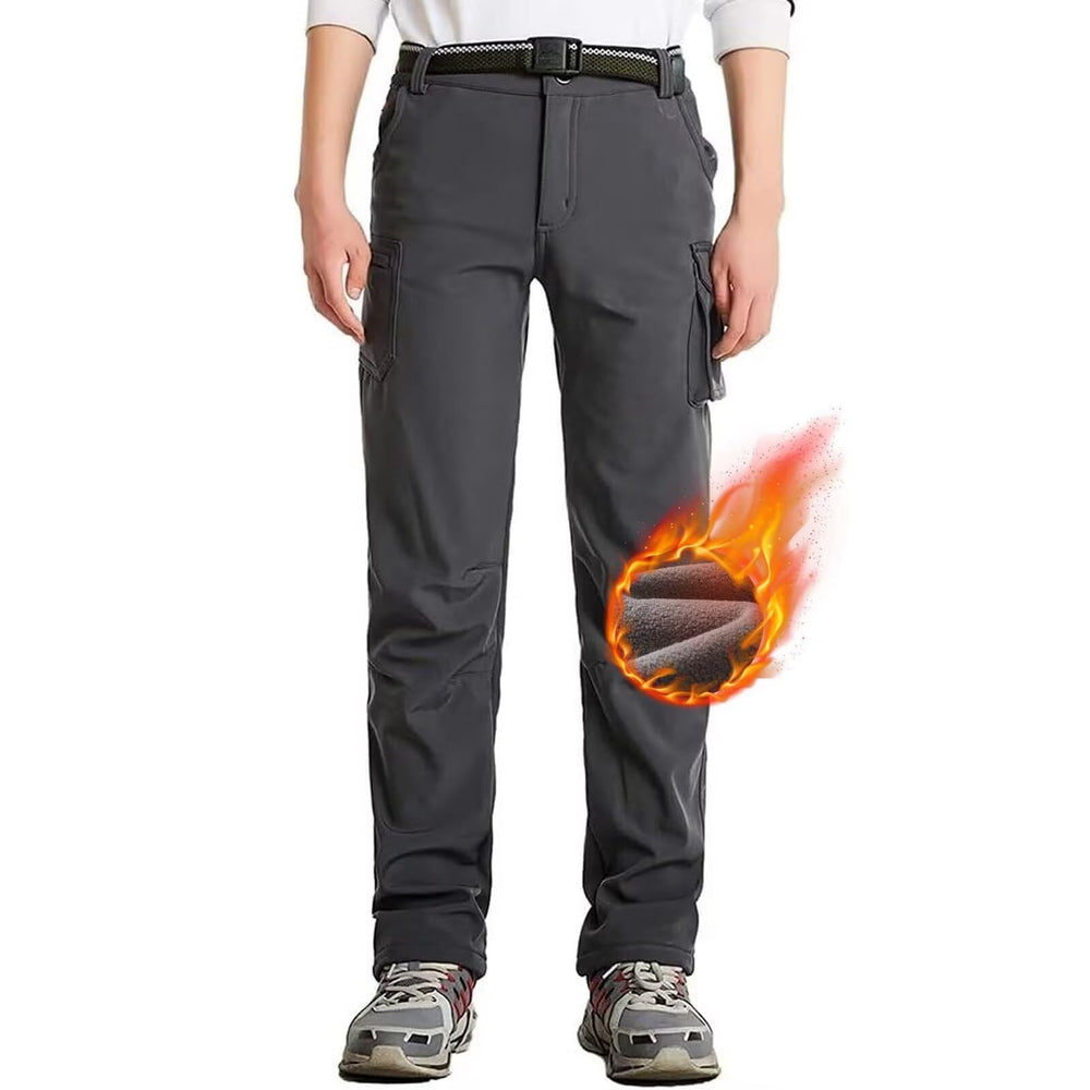 Anyanmoutn kids fleece-lined hiking pants front view keep kids warm on the trail.