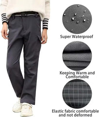 Anyanmoutn kids fleece-lined hiking pants pocket closeup highlights secure storage.