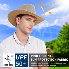 Anycosy mesh sun hat for men in natural color - side view