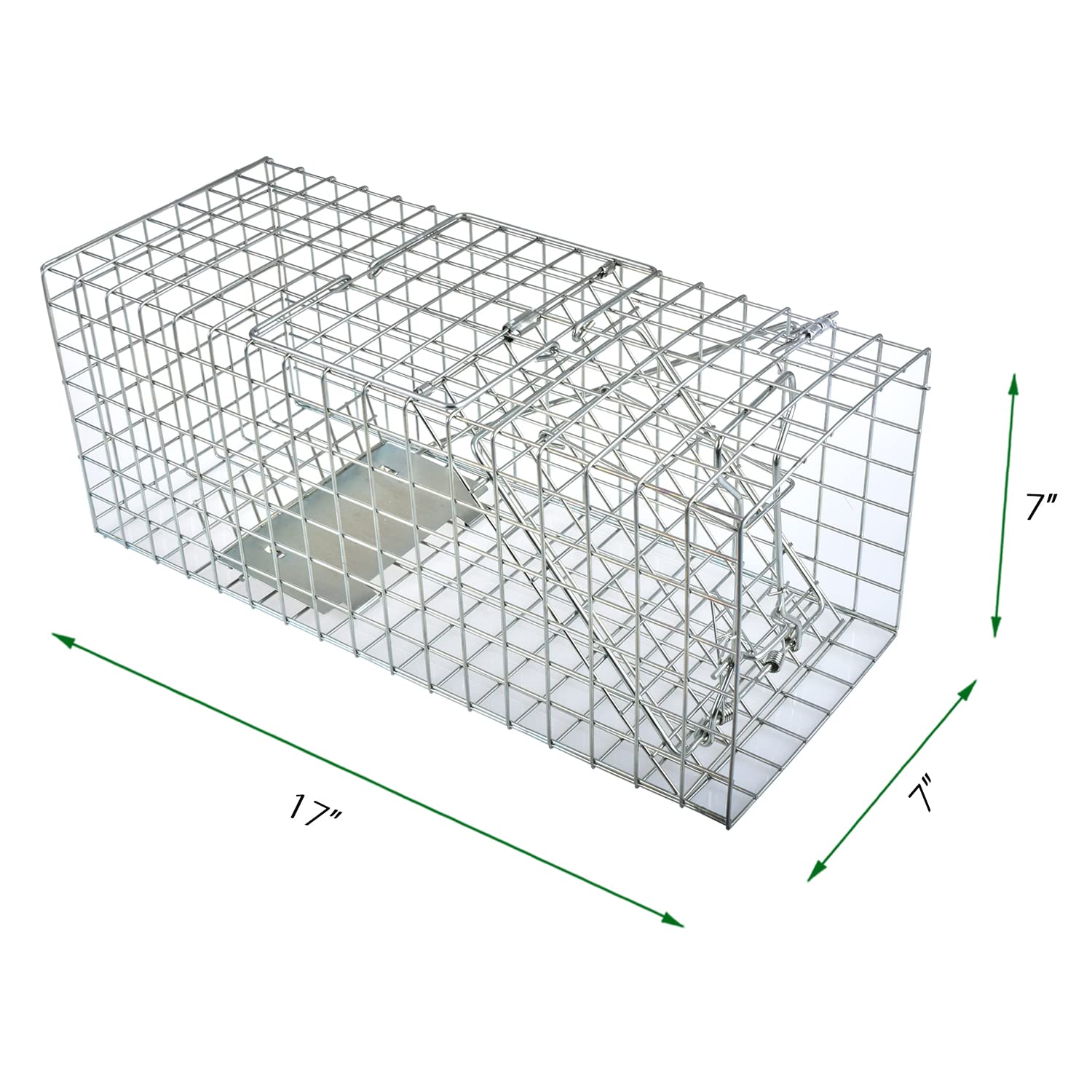 Anyhall live animal cage trap 17x7x7 inches offers ample space for mid-size animals