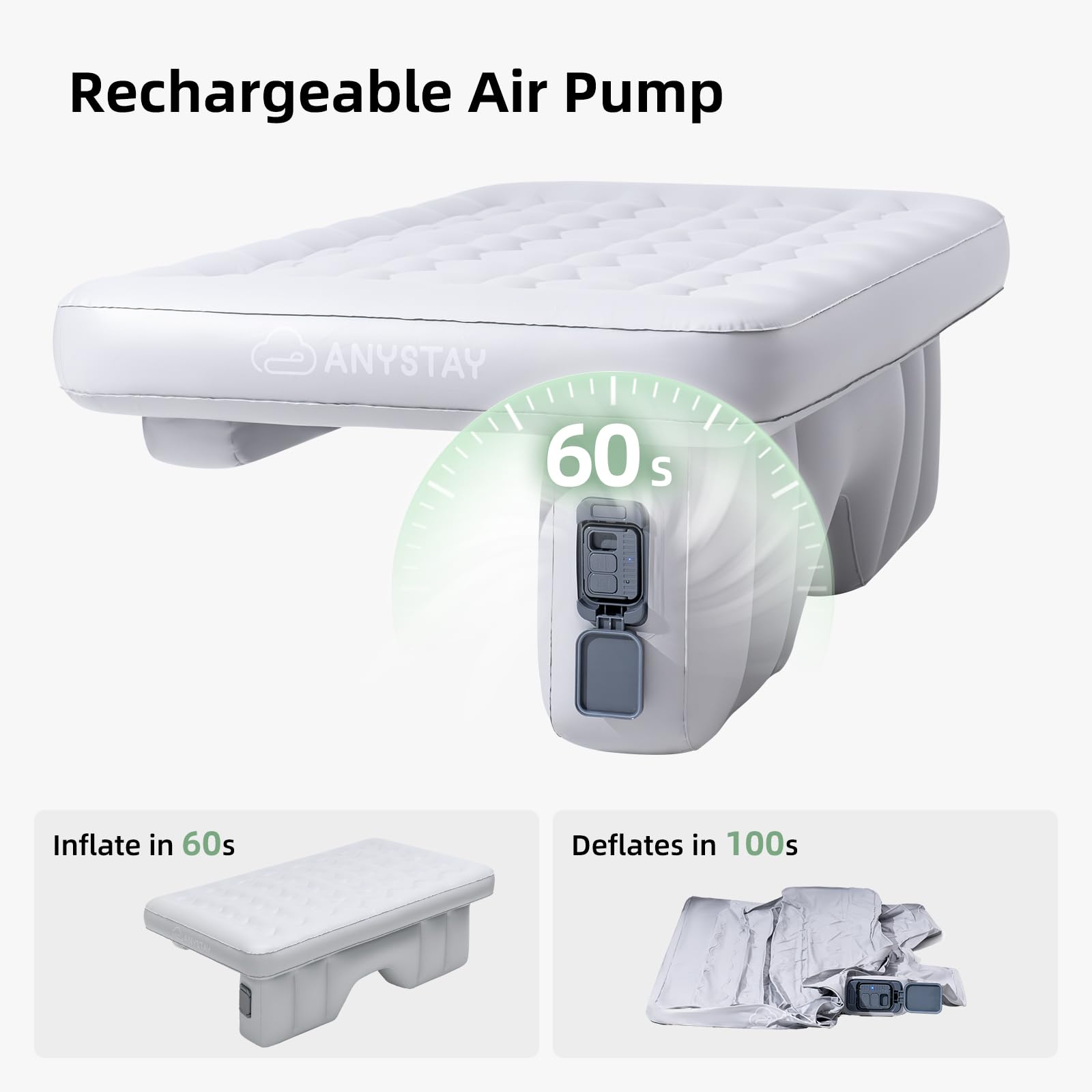 Anystay compact storage bag after deflation supports travel readiness.