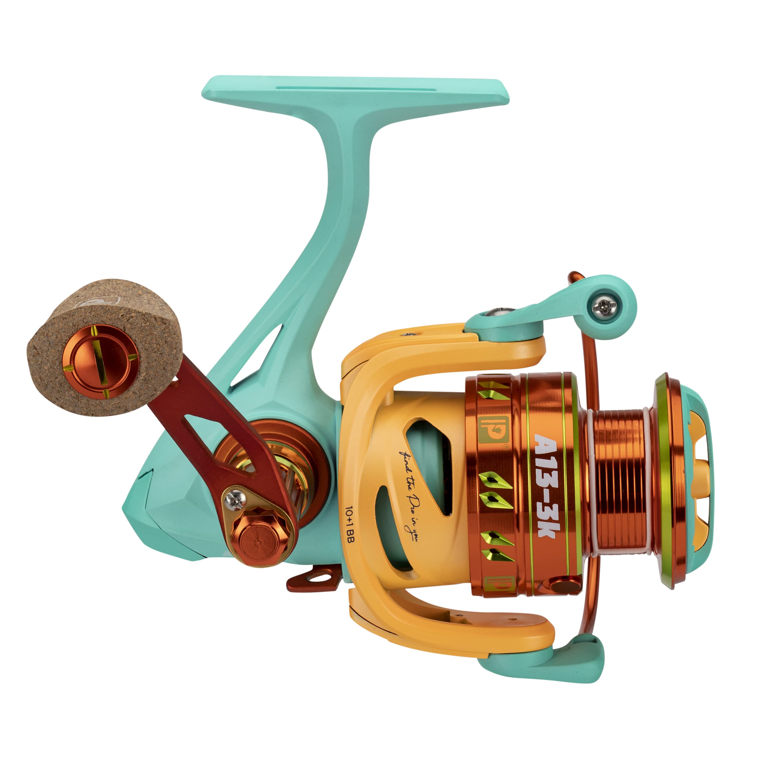 Anything Possible A13 3000 Series spinning reel spool close-up demonstrates corrosion-resistant aluminum spool