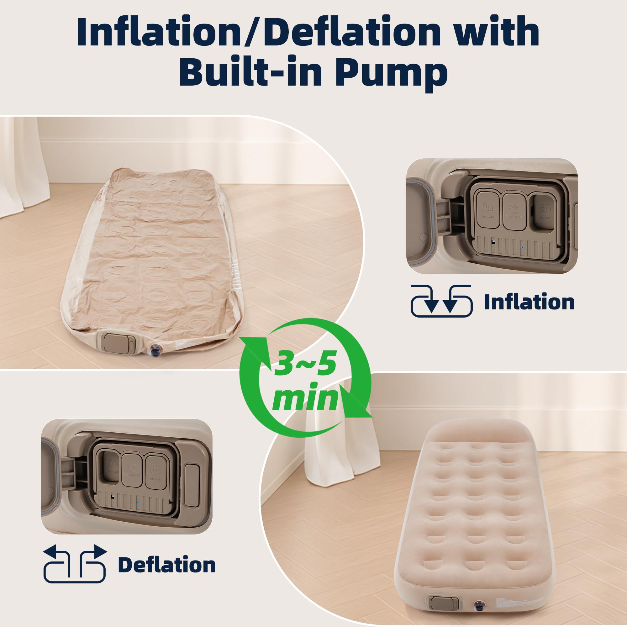 Anytrip Twin Air Mattress pillow feature provides 2-inch raised head support.
