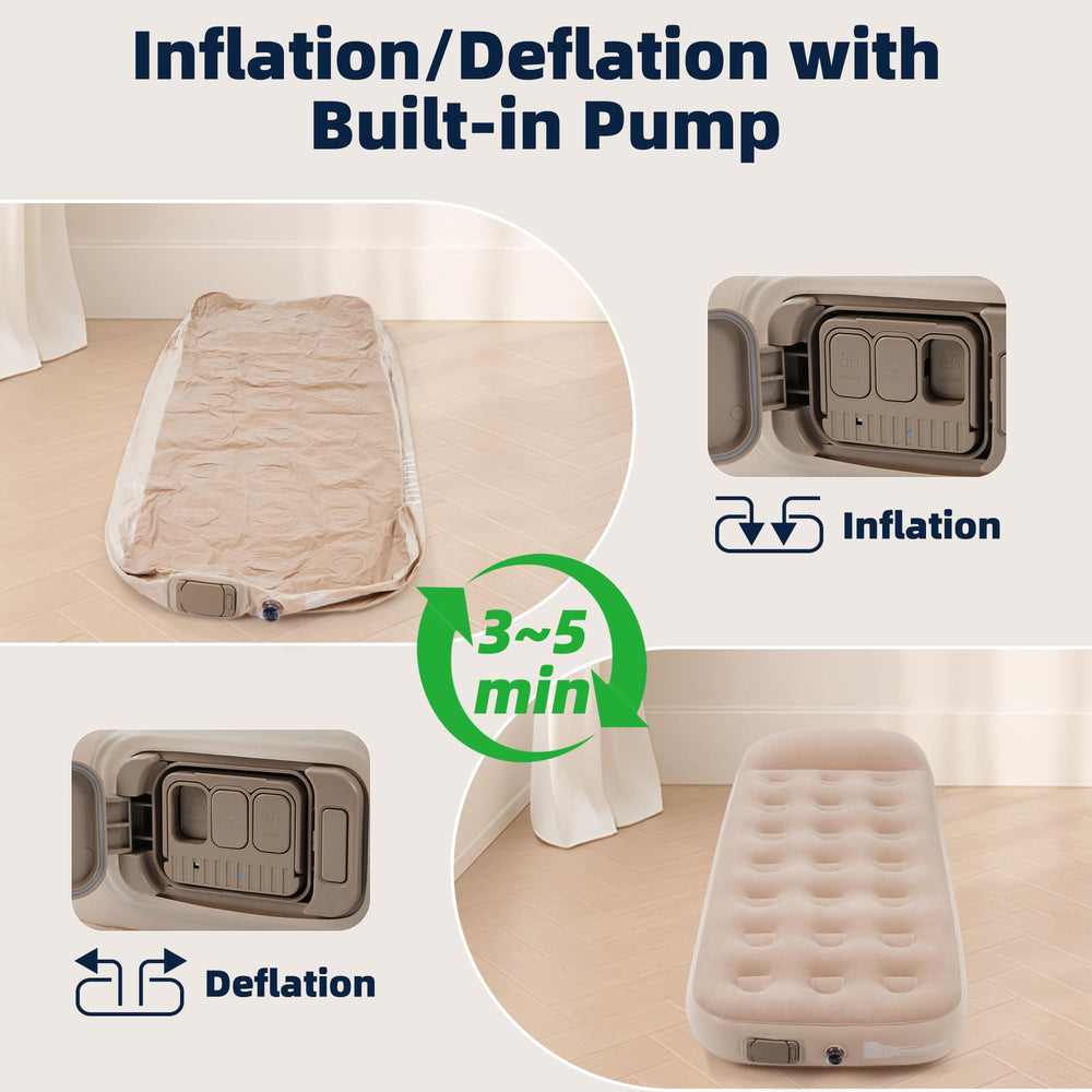 Anytrip Twin Air Mattress pillow feature provides 2-inch raised head support.