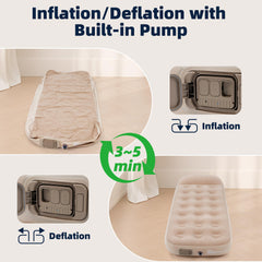 Anytrip Twin Air Mattress pillow feature provides 2-inch raised head support.