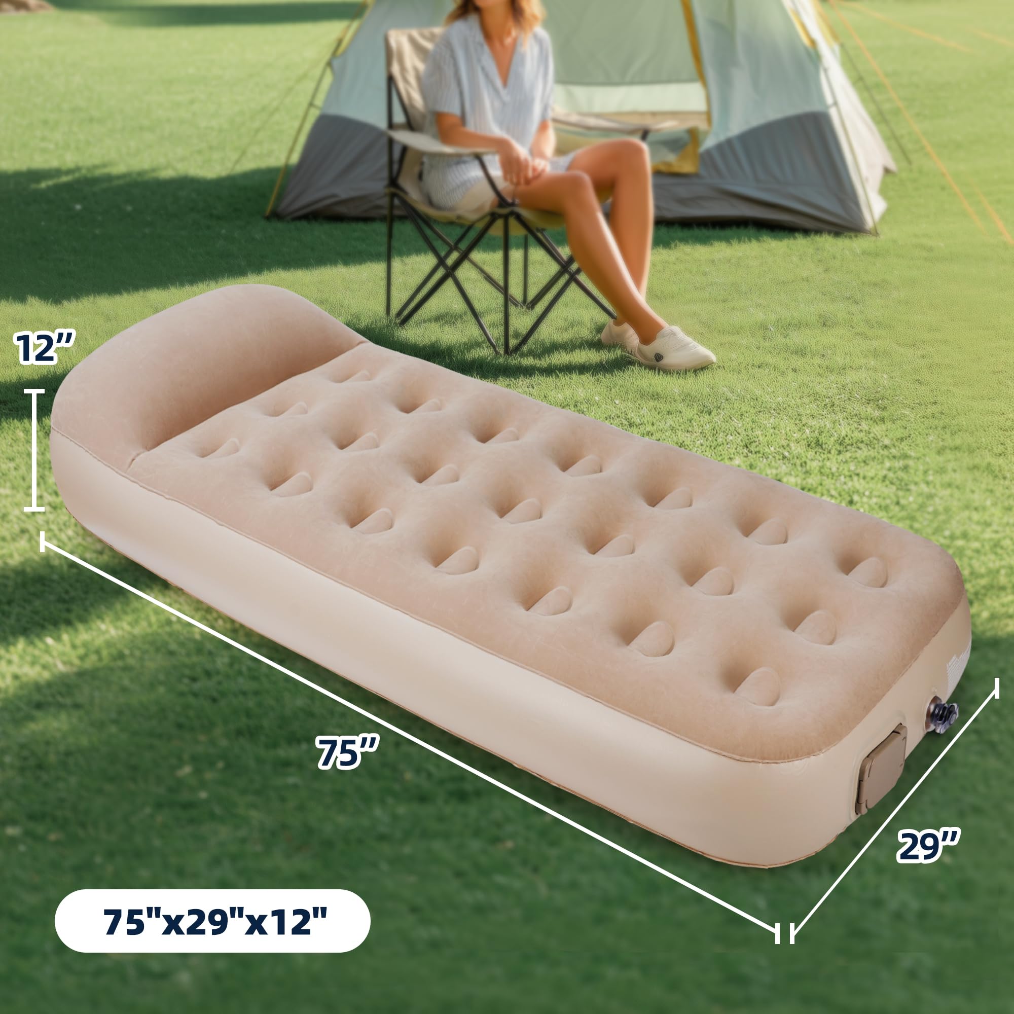 Anytrip Twin Air Mattress stored in carry sack for hands-free portability.