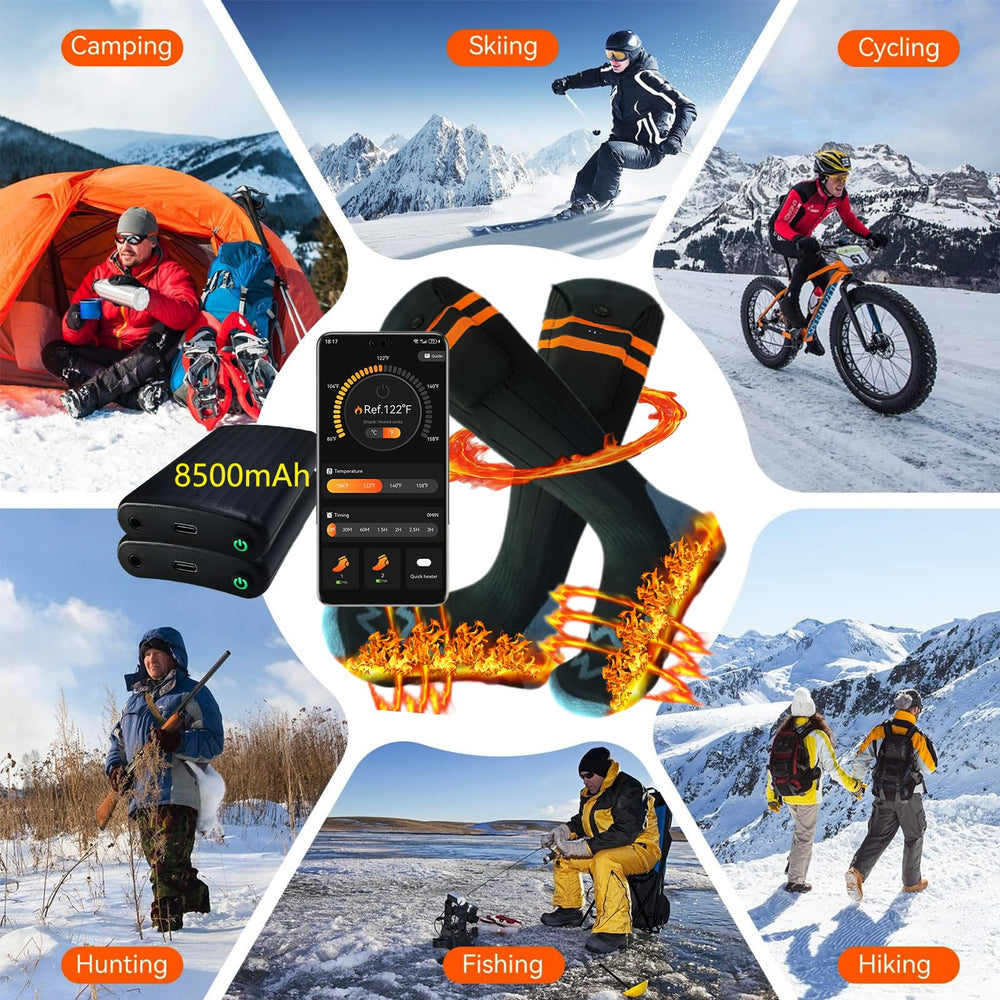 Smart temperature control display on ANSOZLEE Ultra heated socks interface.