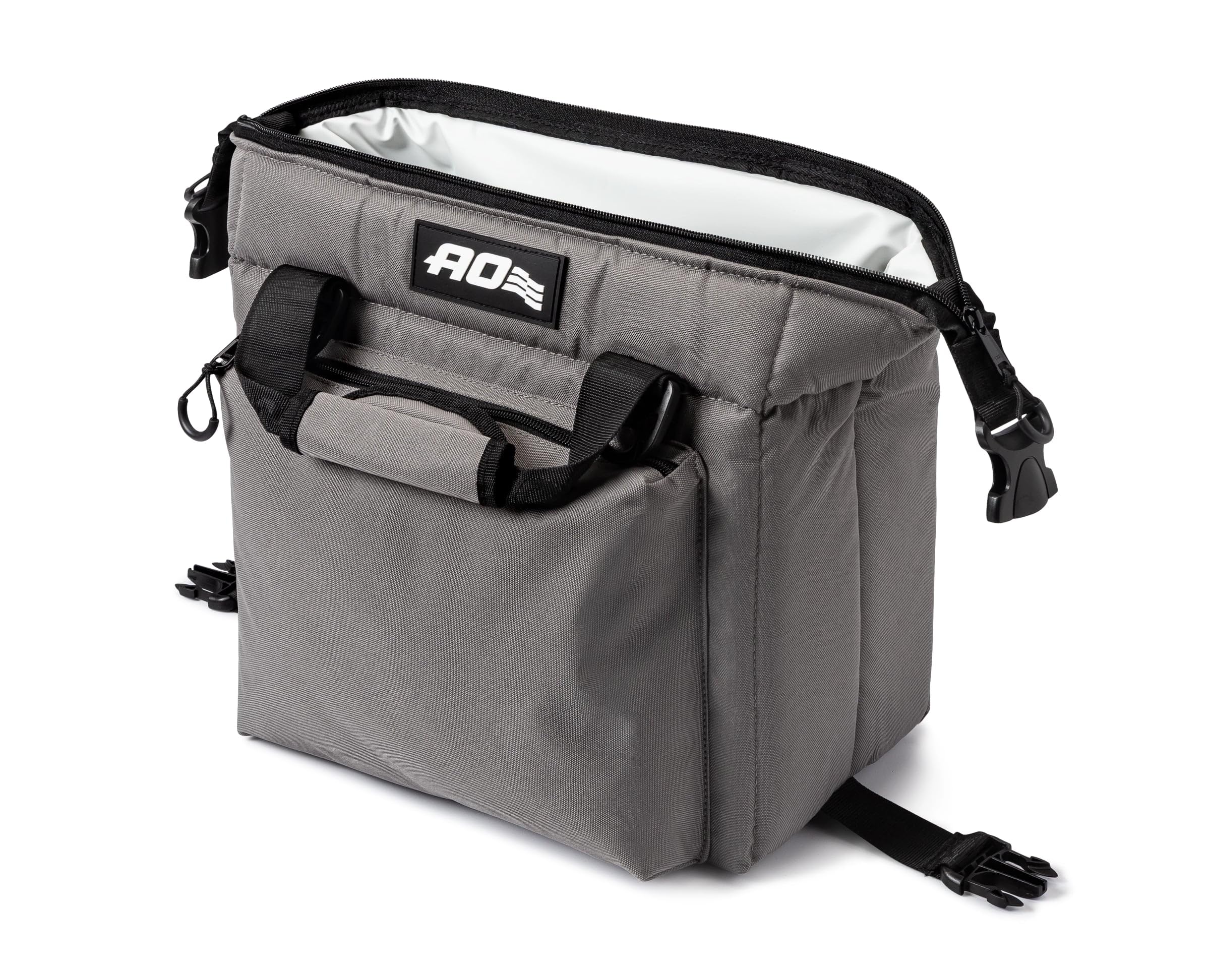 AO Coolers Caravan Canvas Soft Cooler Charcoal interior view; leak-proof liner for spill-free adventures.