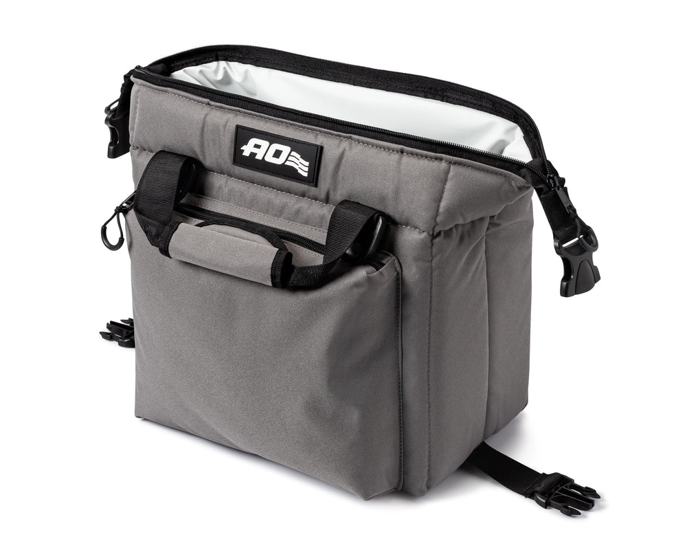 AO Coolers Caravan Canvas Soft Cooler Charcoal interior view; leak-proof liner for spill-free adventures.