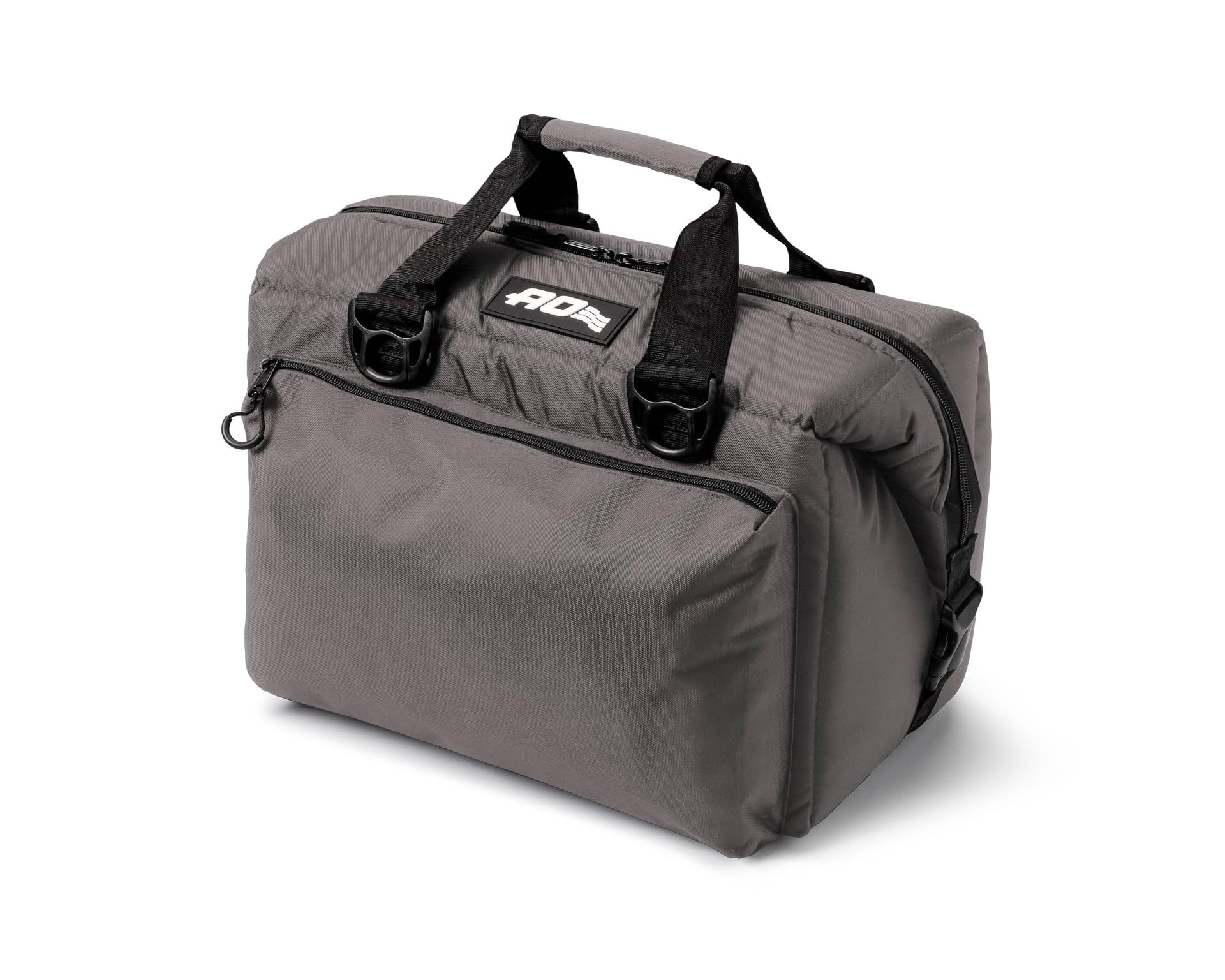 AO Coolers Caravan Canvas Soft Cooler side view showing dry storage pockets.