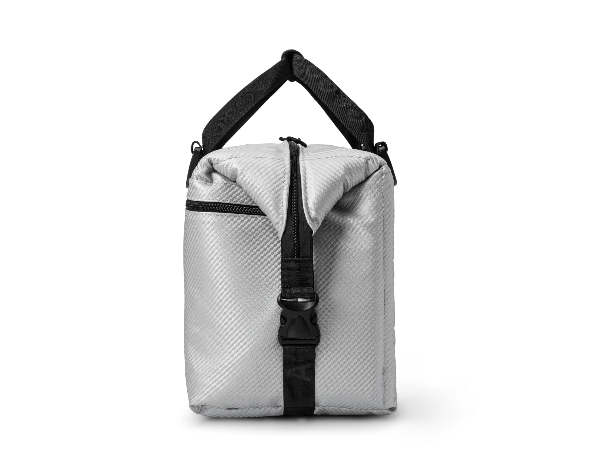 AO Coolers Expedition Carbon Soft Cooler clip-down ends show secure stacking and handling.