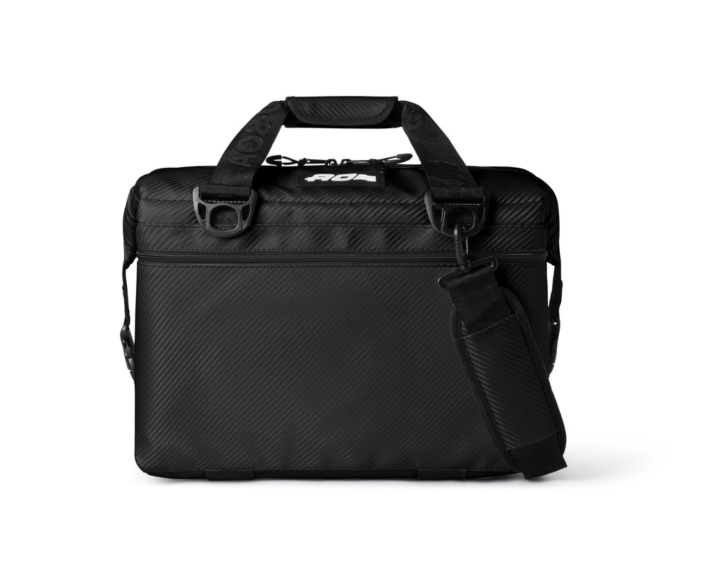 AO Coolers Expedition Carbon Soft Cooler front view for outdoor adventures with dependable cooling