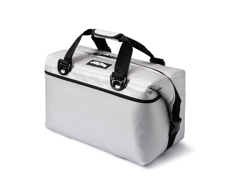 AO Coolers Expedition Carbon Soft Cooler side pocket highlights dry item storage and organization.