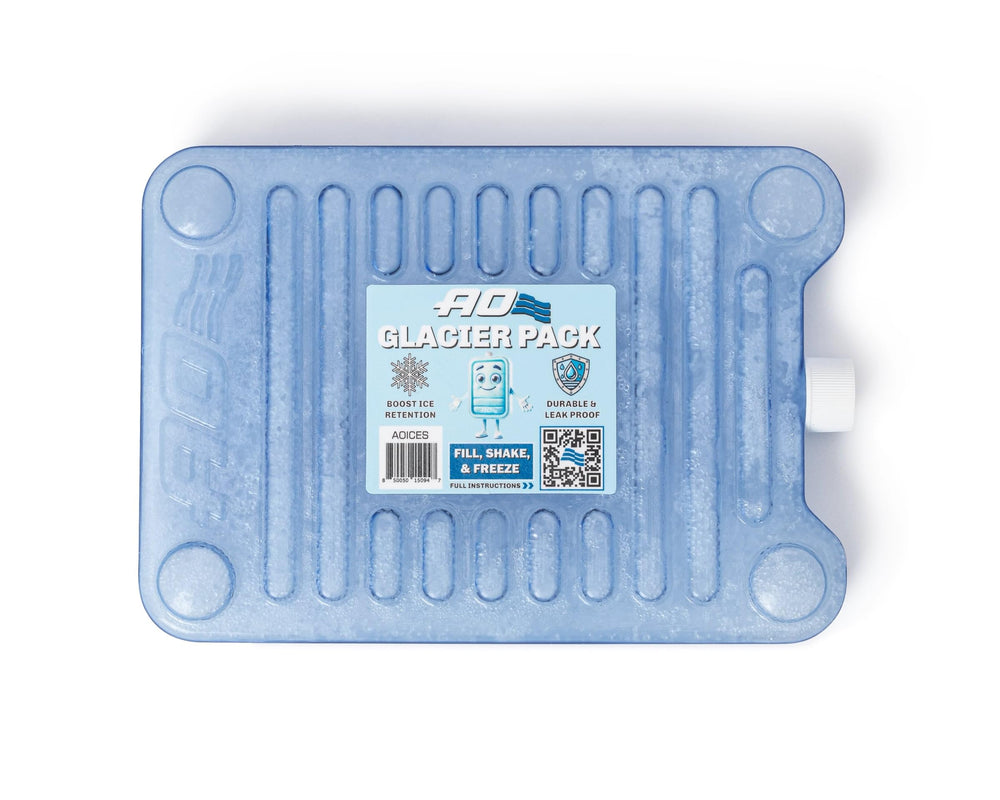 AO Coolers Glacier Pack beside a lunch bag in an office.