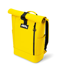 AO Coolers Nomad Backpack Cooler with beacon yellow roll-top, ideal for on-the-go picnics and adventures.