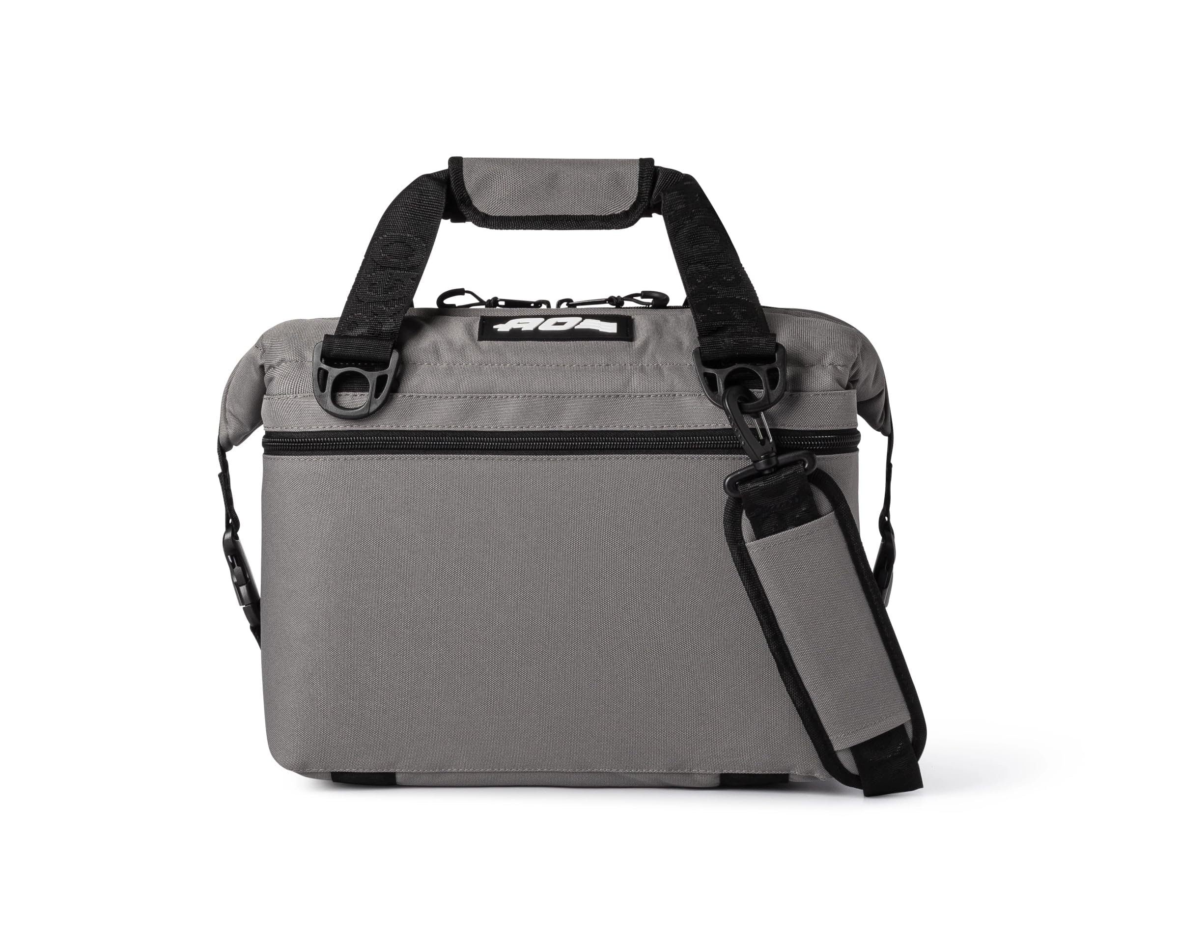 AO Coolers Original soft-sided cooler bag front view shows compact, portable charcoal design.