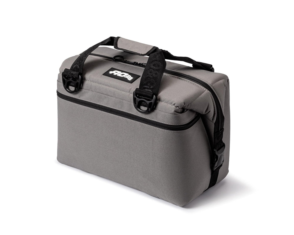 AO Coolers Original cooler bag lid open shows ample space for 24 cans and ice.