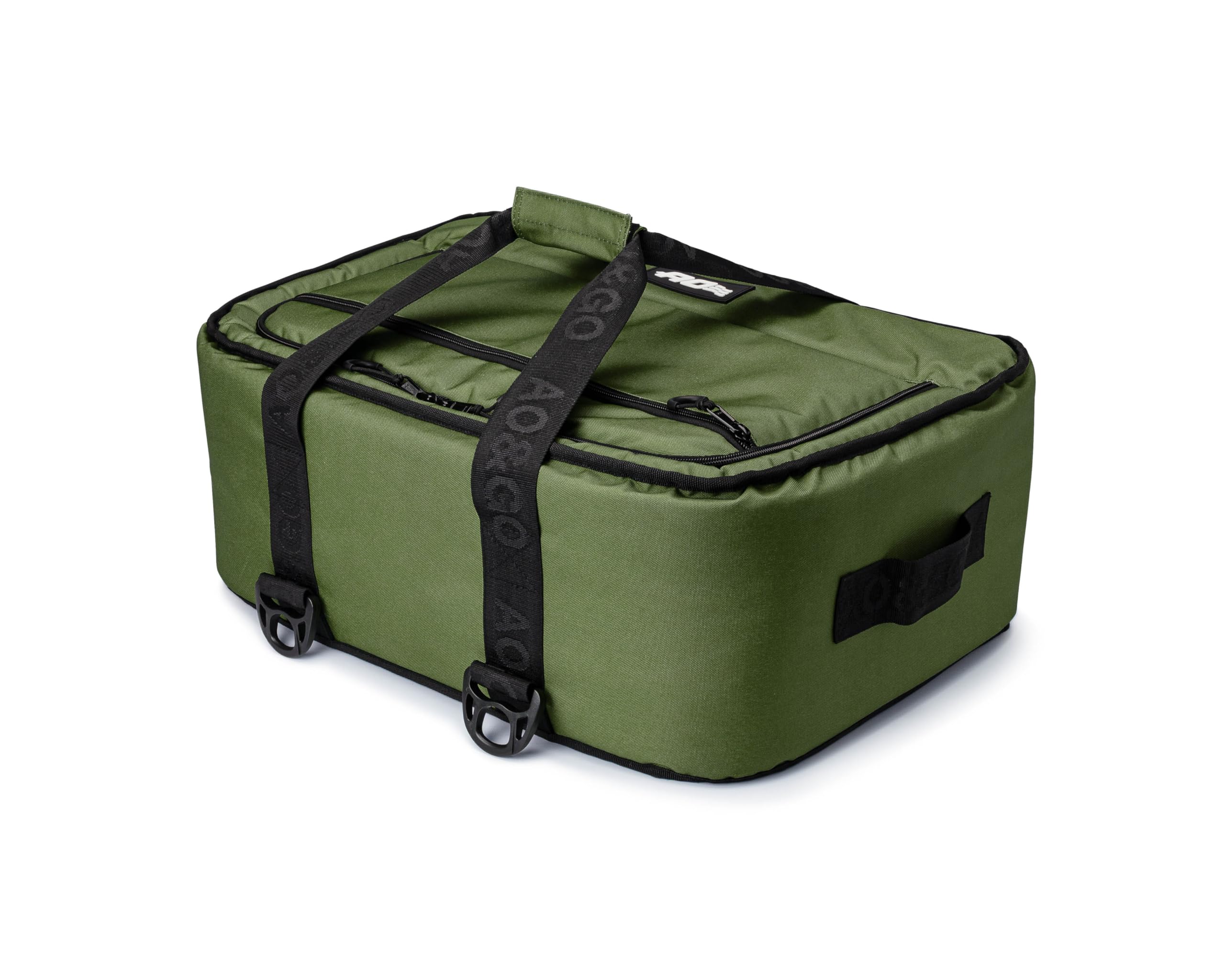 AO Coolers Stow-N-Go canvas front view shows a compact, low-profile cooler for under-seat storage.