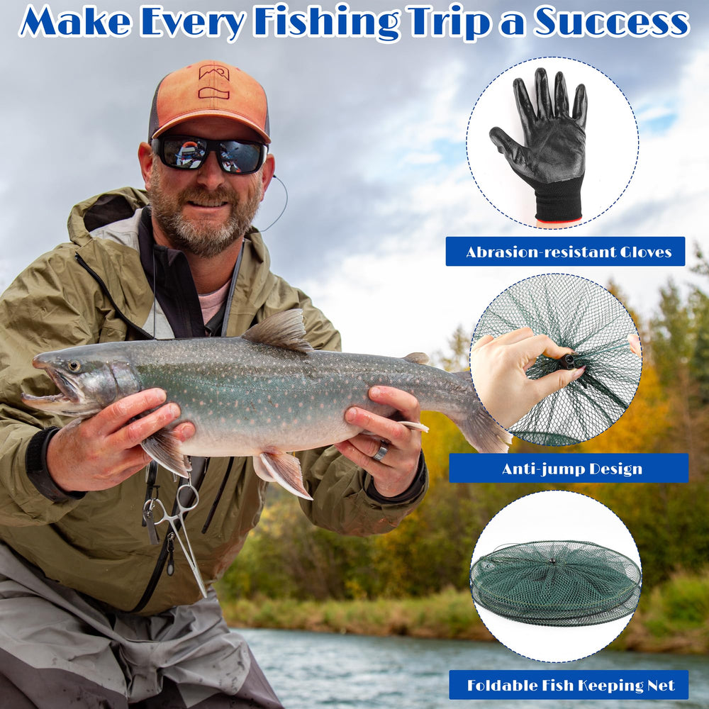 Foldable fishing net in use for minnows, crabs and small fish