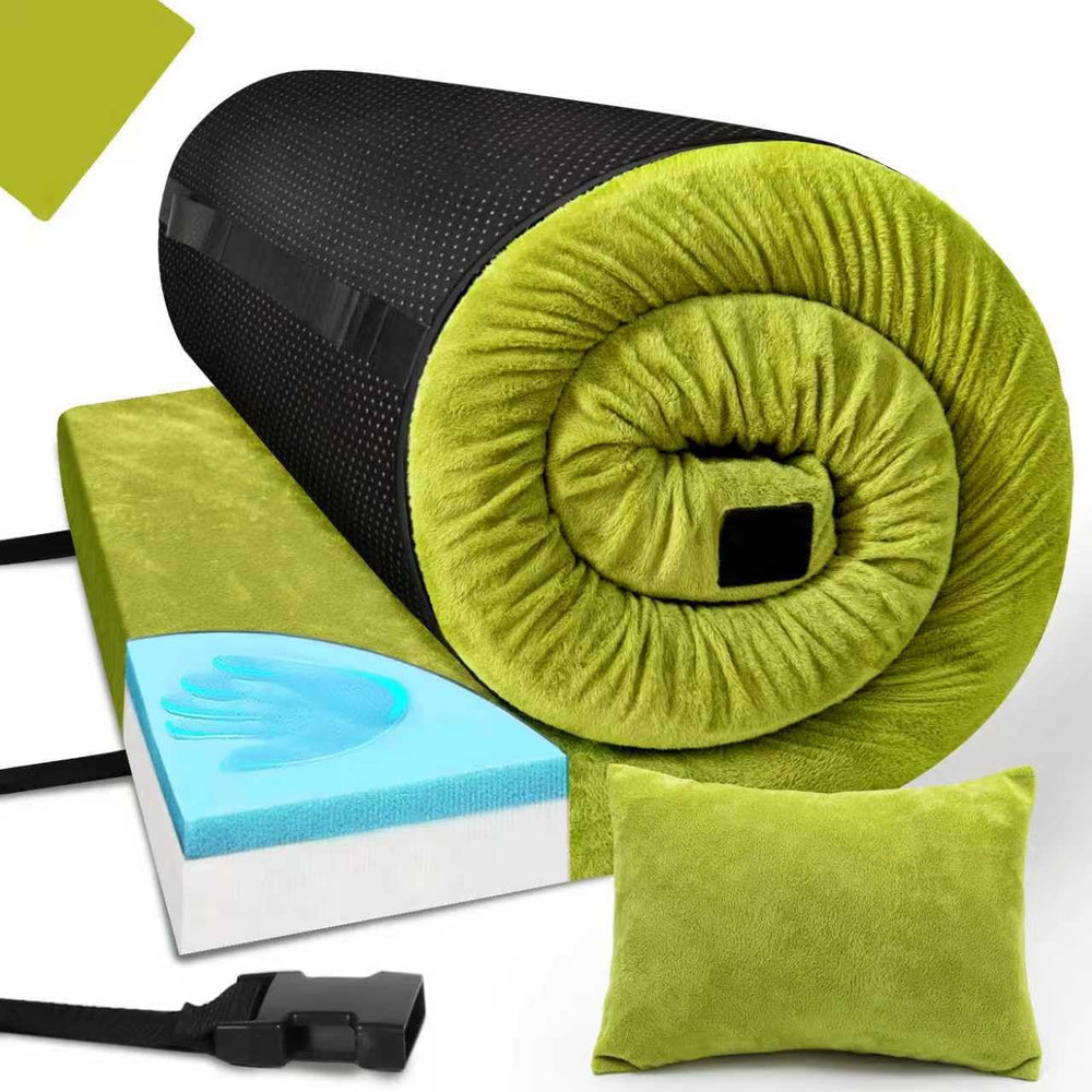 Aodisman sleeping pad memory-foam-3in front view demonstrates deep cushioning for on-ground comfort.