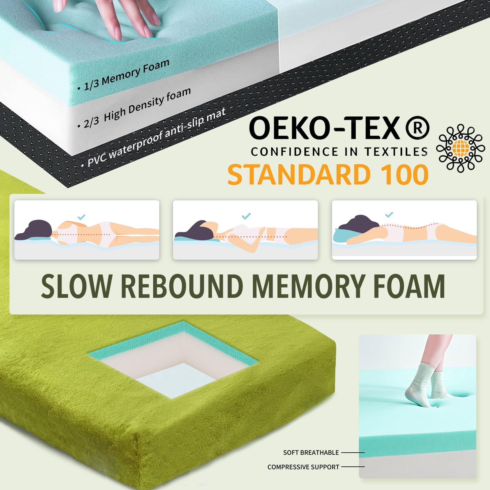 Aodisman sleeping pad plush fabric surface feels soft and cozy