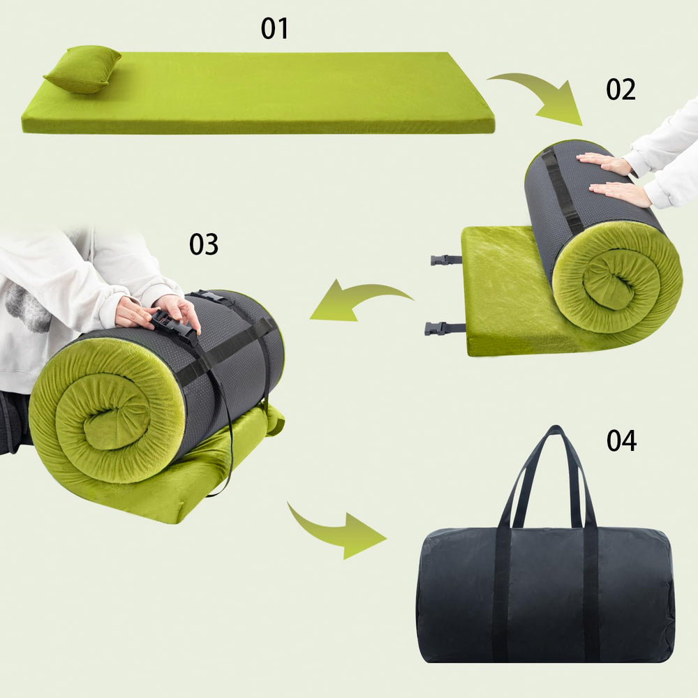 Aodisman sleeping pad rolled with straps fits compactly in travel bag