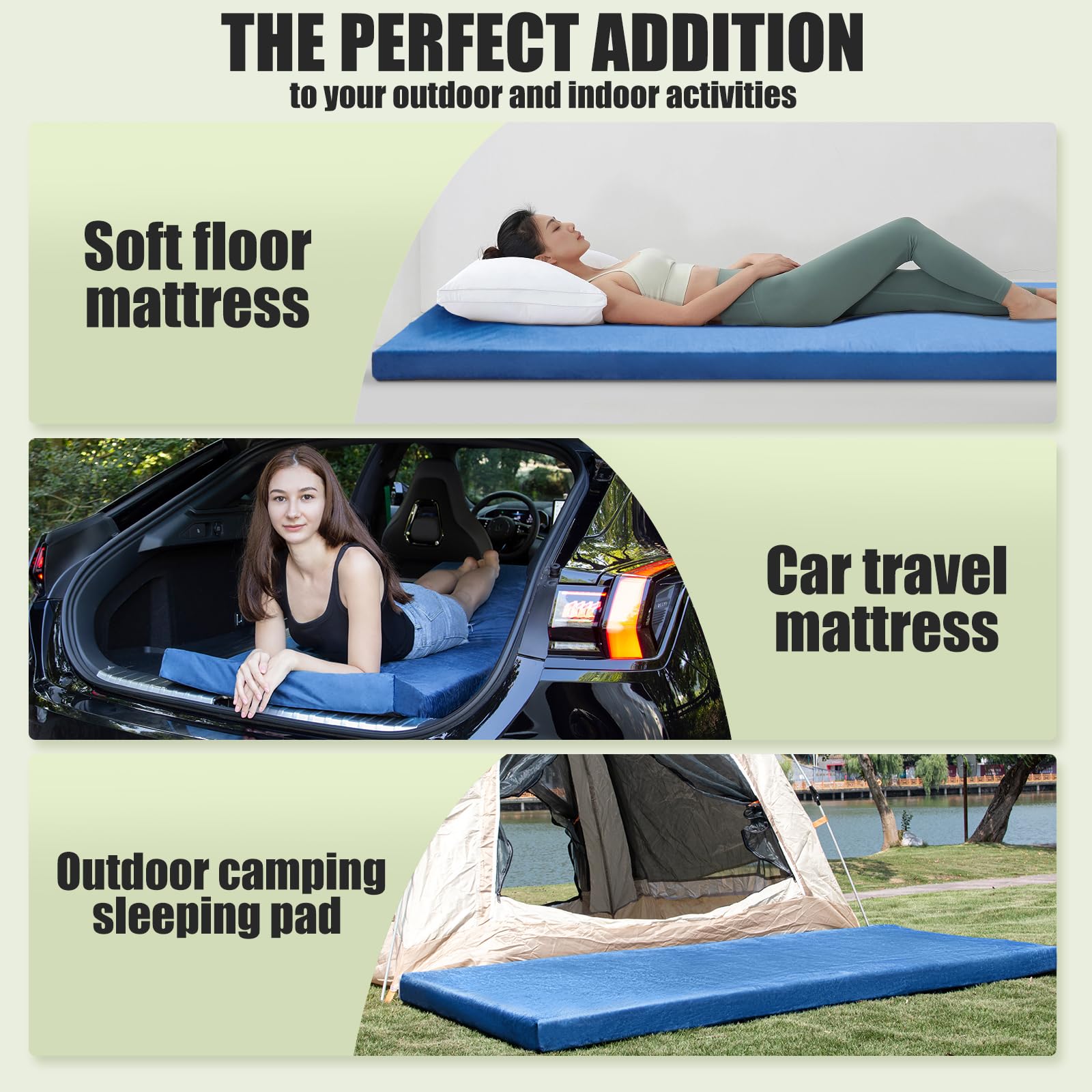 Aodisman sleeping pad rolled compact for easy portability in backpack or car.