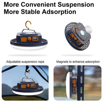 AODOO camping light demonstrates stepless dimming for smooth brightness control.