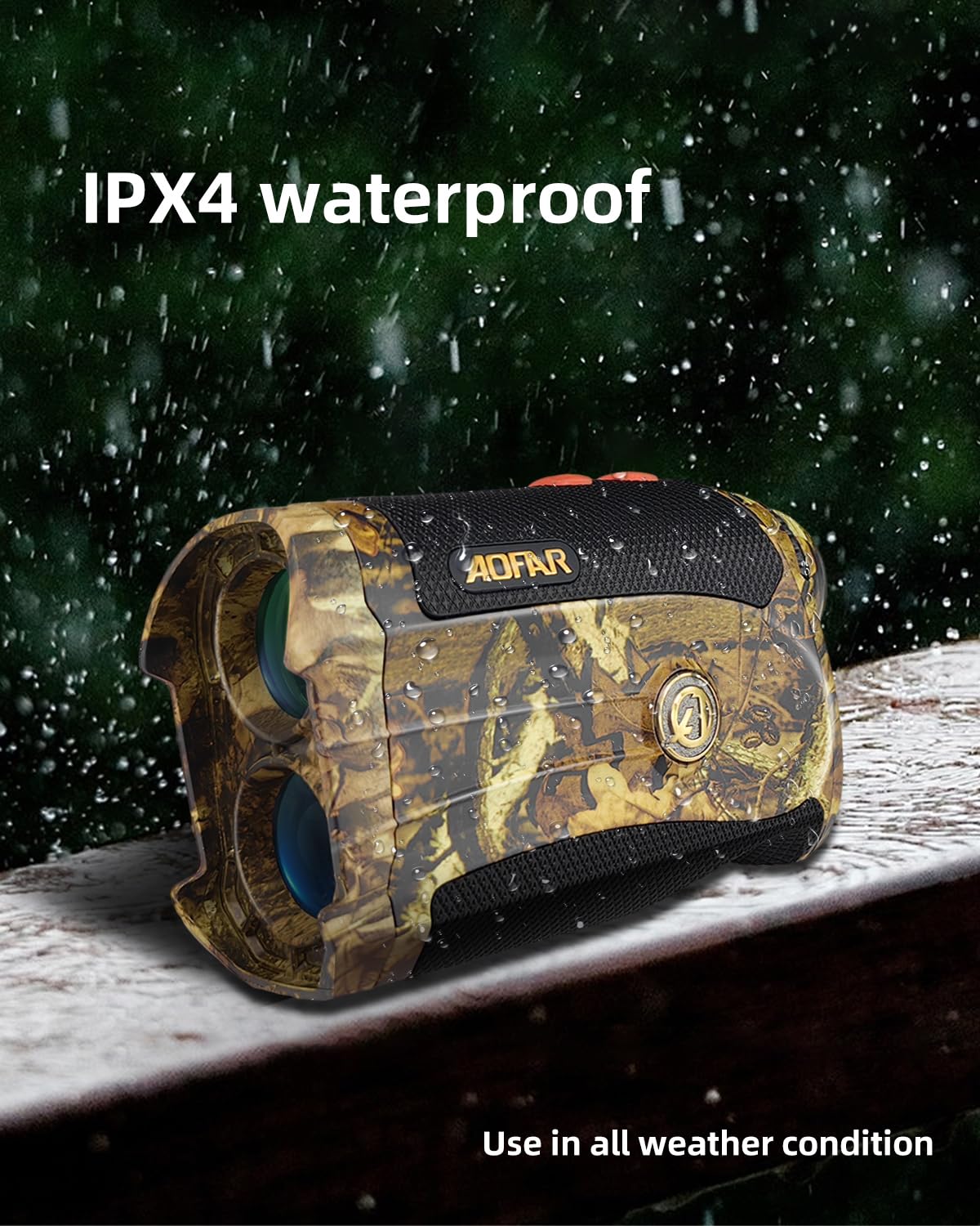 AOFAR HX-1200T included pouch, CR2 battery, rope and carabiner for easy setup.