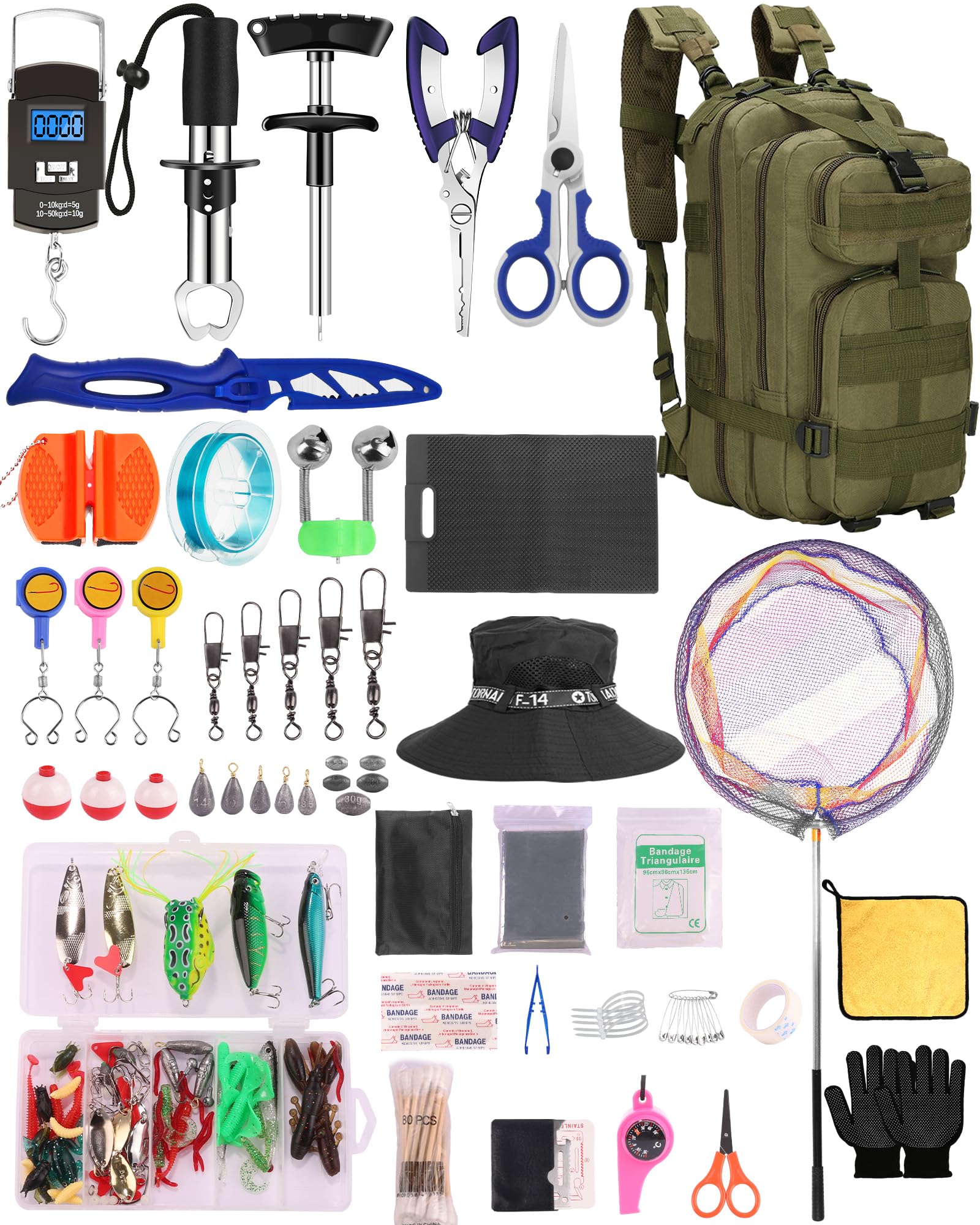 AOFUXTI fishing tool kit bag view shows organized storage and easy transport for anglers.