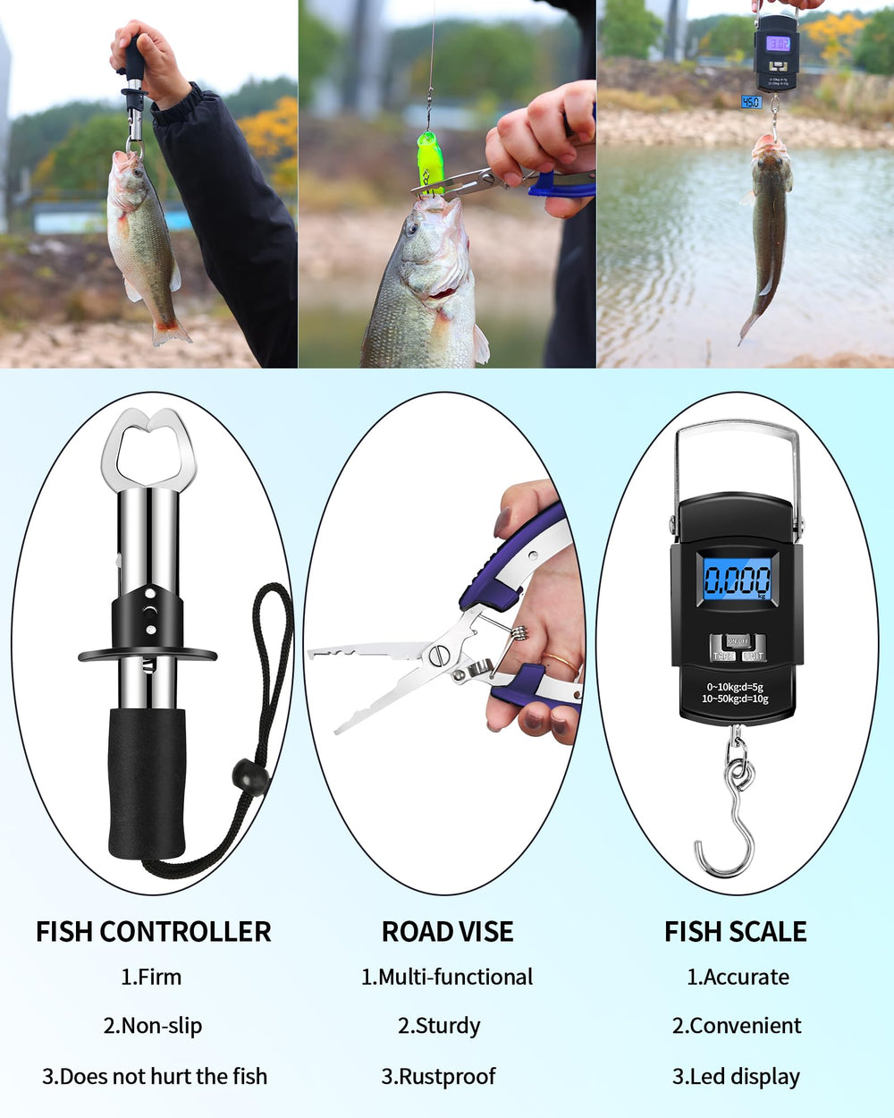 AOFUXTI fishing tool kit lures collection displays diverse baits to attract more bites.