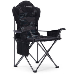 Aohanoi camping chair camo front view shows sturdy 300lb capacity.