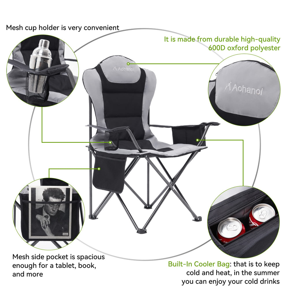 Aohanoi chair with cup holder for easy beverage access in nature.